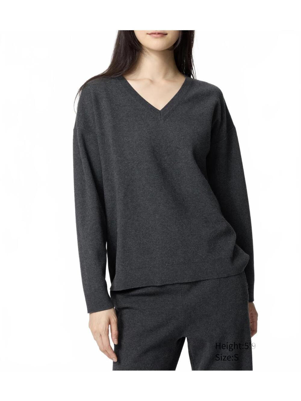 Uniqlo Washable Milano Sweater | V-Neck Dark Gray NWT Large
